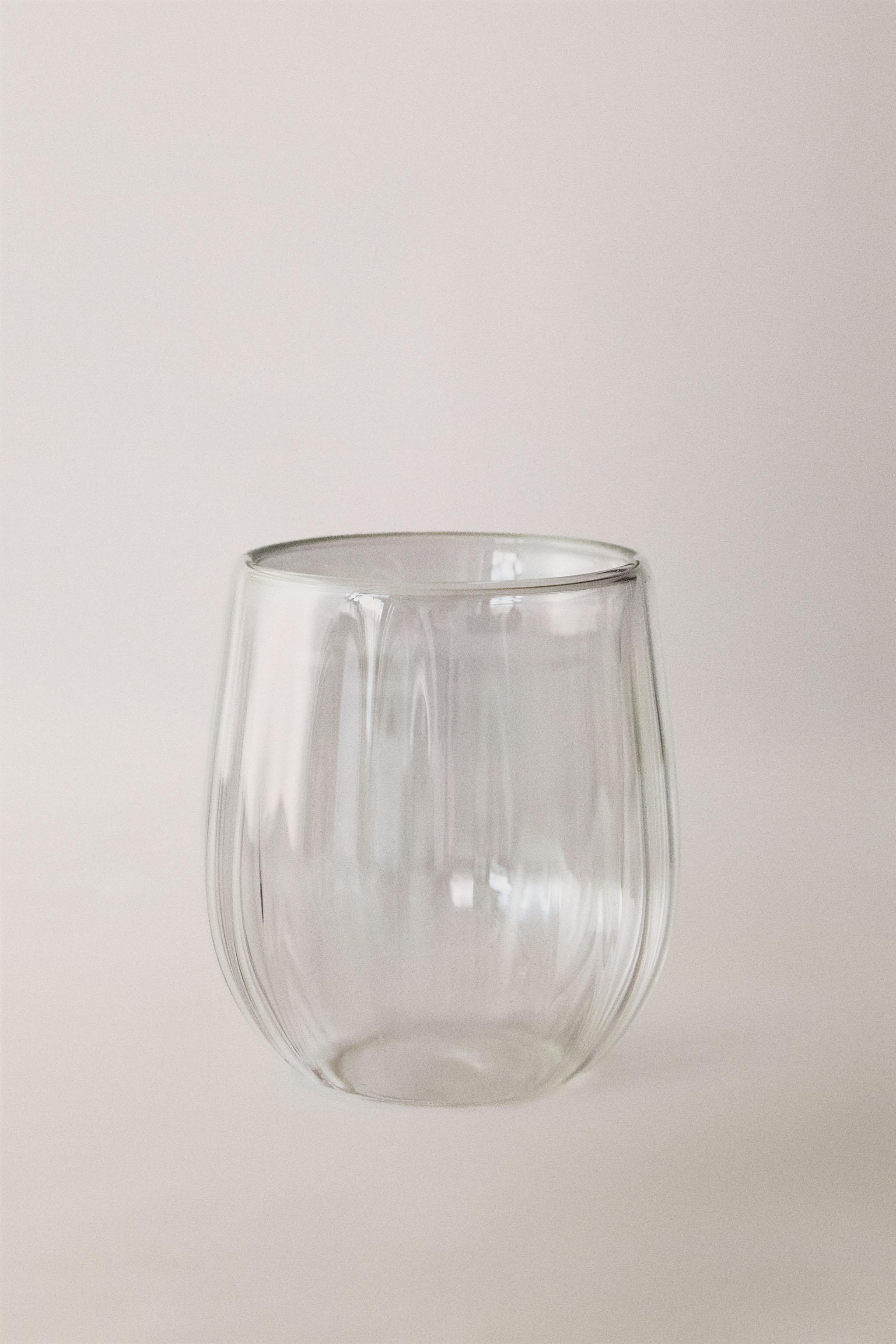 BOROSILICATE DOUBLE-WALL TUMBLER WITH LINES — Transparent