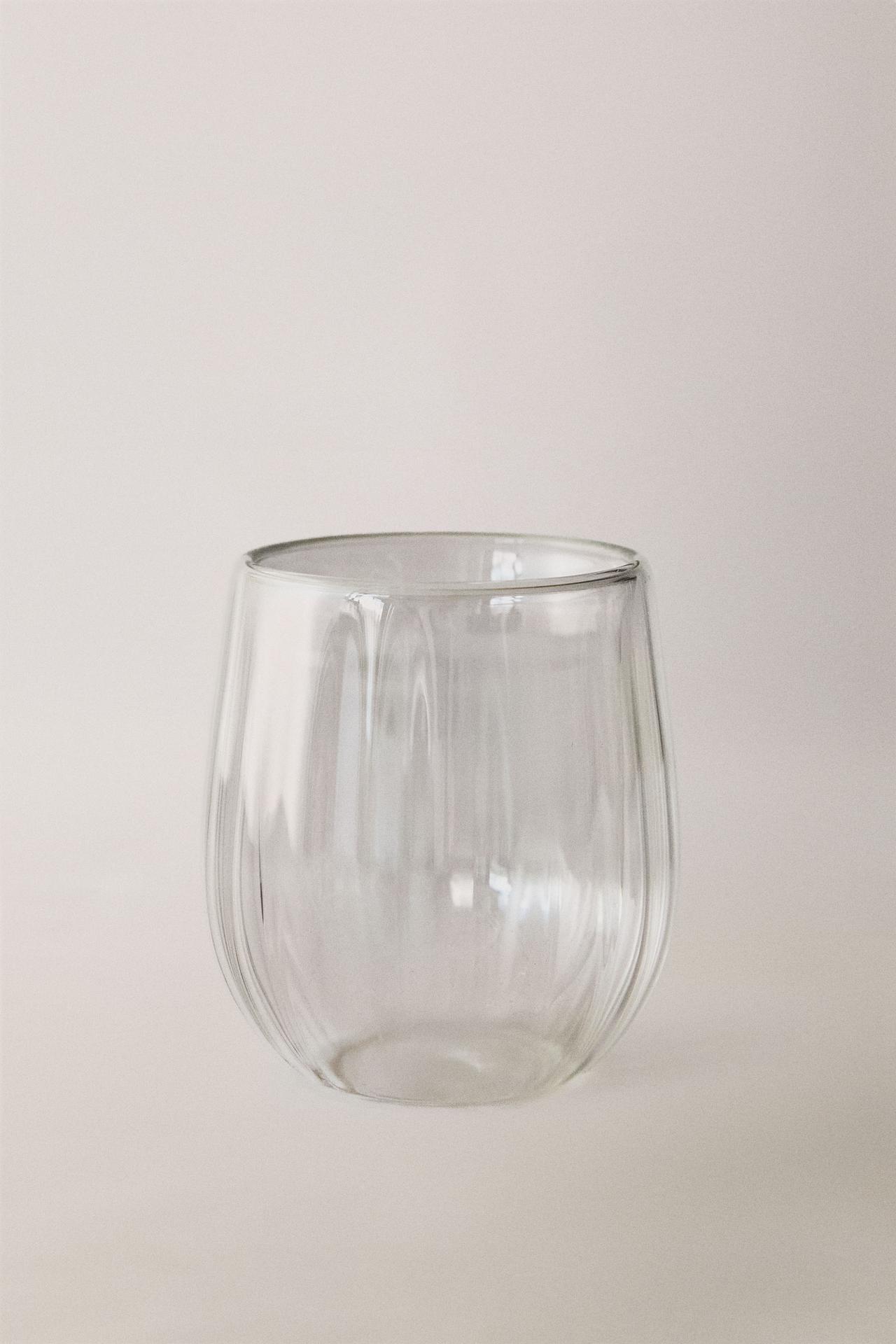 BOROSILICATE DOUBLE-WALL TUMBLER WITH LINES — Transparent