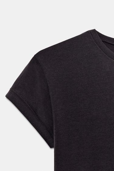 SHORT SLEEVE SLIM FIT T-SHIRT - Brown by Zara - Image 7
