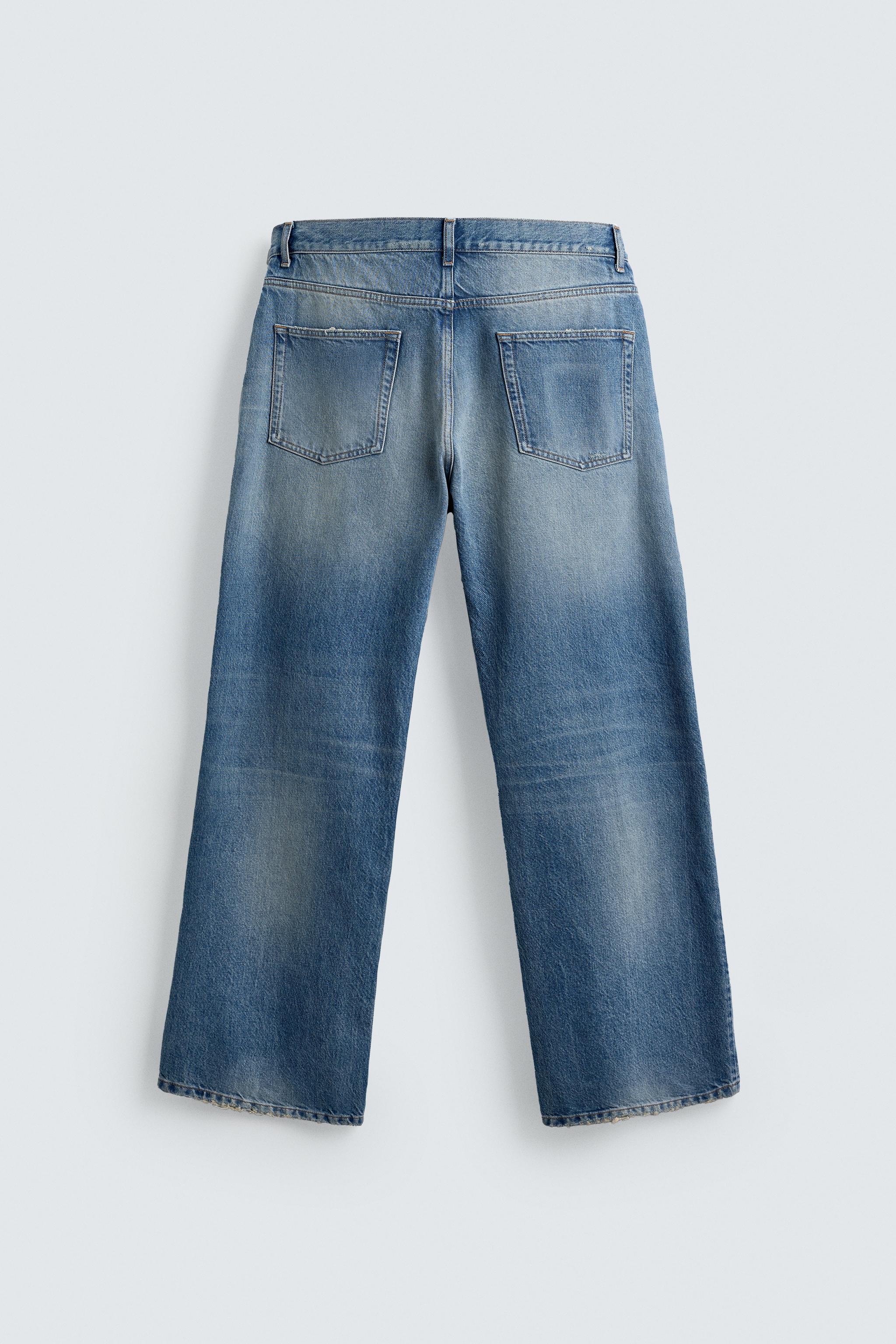 RIPPED RELAXED FIT JEANS - Blue | ZARA United States