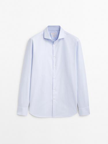 Camisa slim fit 100% algodón - Raya verde de Zara