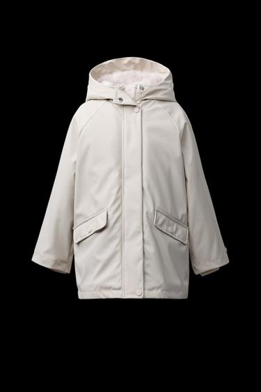 RUBBERISED WATER-REPELLENT RAINCOAT WITH FAUX FUR - Ecru by Zara - Image 0