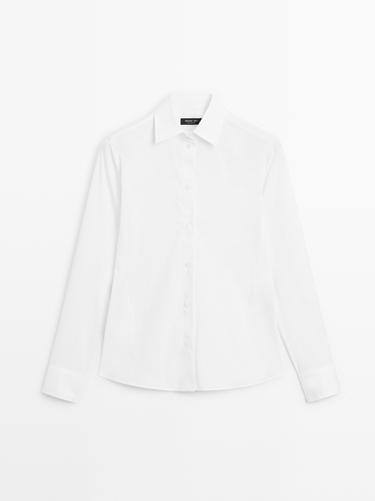 Zara Cotton blend stretch shirt - White