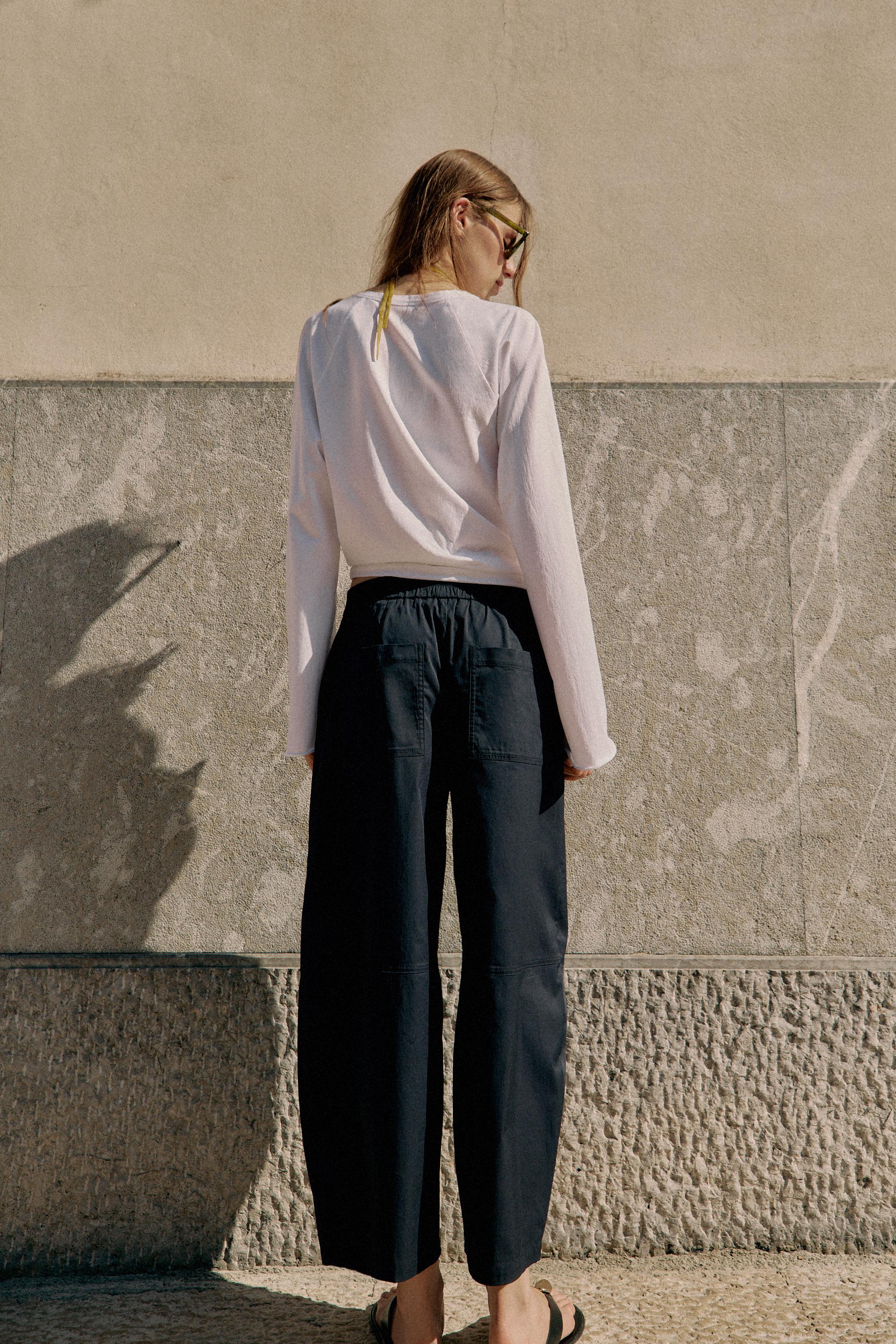 Zara Poplin Barrel Pantolon görsel 5