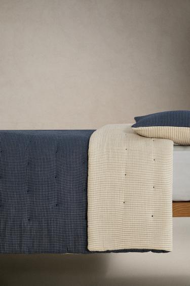 KIDS' REVERSIBLE MUSLIN QUILTED BEDSPREAD - Navy blue by Zara - Image 2