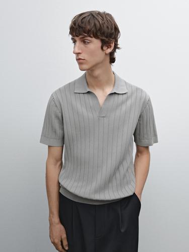 Jersey polo pico ribetes algodón - Gris medio de Zara