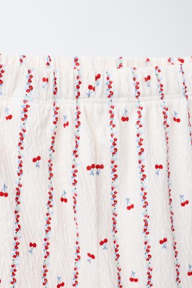 6-14 YEARS/ CHERRY AND FLORAL PRINT T-SHIRT AND TROUSERS PYJAMAS - Ecru by Zara - Image 6