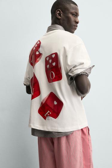 T-SHIRT À IMPRIMÉ DÉS - Blanc de Zara - Image 5