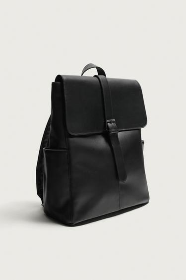BELTED FLAP BACKPACK — Black 2