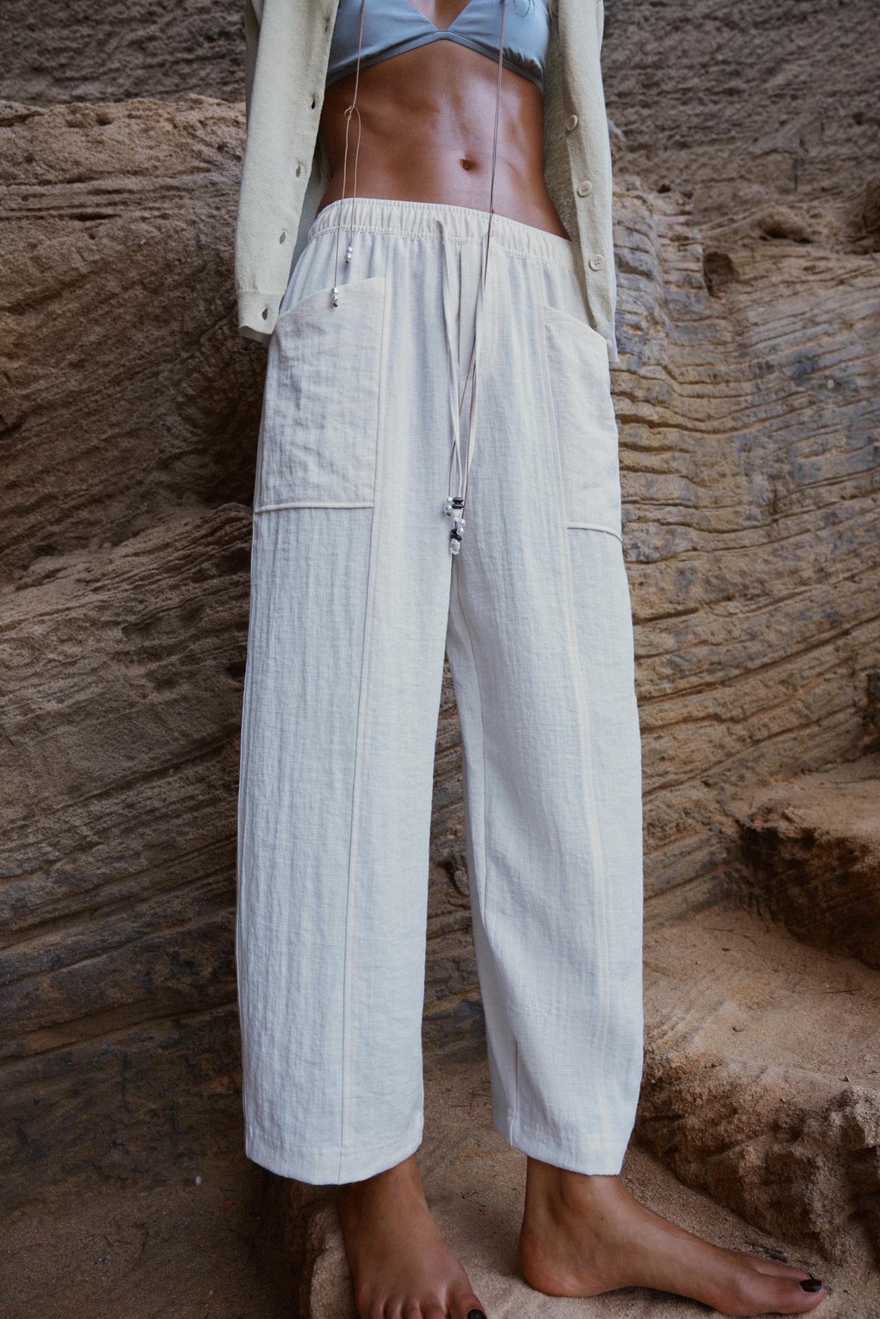 RUSTIC TROUSERS WITH ELASTIC WAIST