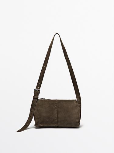 Zara Split suede leather mini crossbody bag - Green