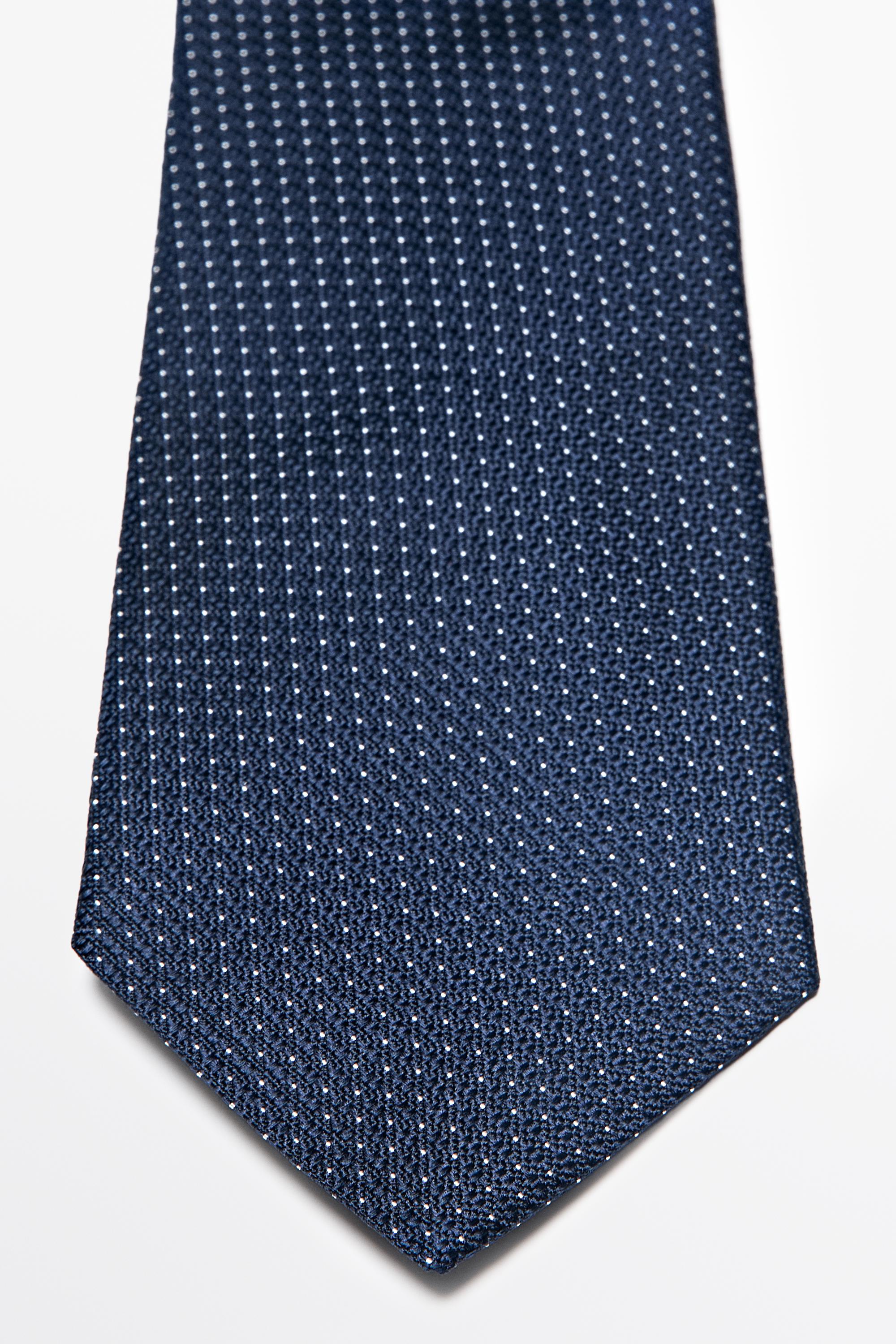100% silk micro-polka dot tie — Navy blue