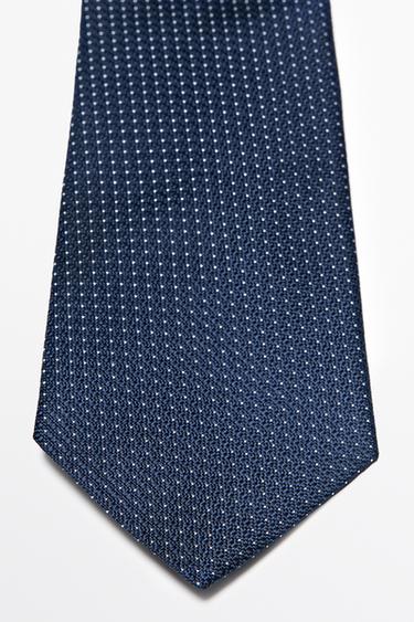 100% silk micro-polka dot tie — Navy blue 2