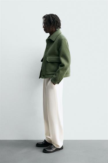 BLOUSON AVEC LAINE ET POCHES - Vert chiné de Zara - Image 3
