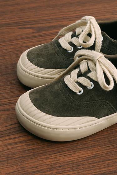 ZARA TIMELESS - LEATHER PLIMSOLLS - Khaki Green by Zara - Image 9