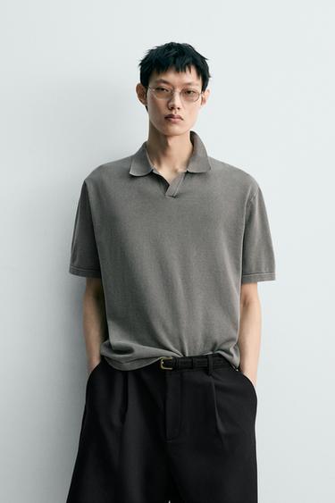 WASHED KNIT POLO SHIRT - Green by Zara