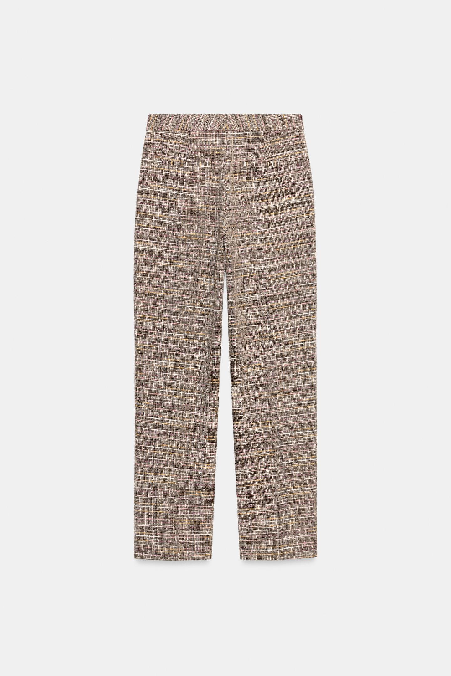 Женские брюки Zara Structured Straight, цвет: Коричневый / Экрю — фото 5