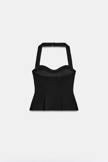 PLEATED HALTER TOP - Black by Zara