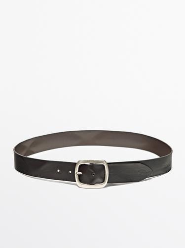 Zara Nappa leather belt with rounded buckle - Brown