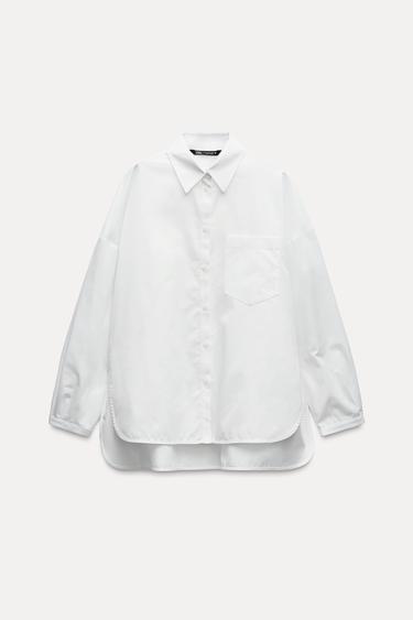 РУБАШКА В СТИЛЕ OVERSIZE С РАЗРЕЗАМИ — БЕЛЫЙ от Zara — изображение 0