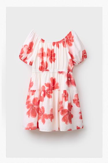 ROBE FLEUR AQUARELLE - Rouge de Zara - Image 4