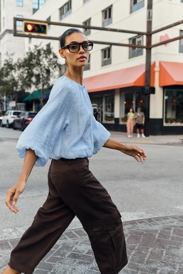 FLOWING BALLOON BLOUSE - Sky blue by Zara - Image 2