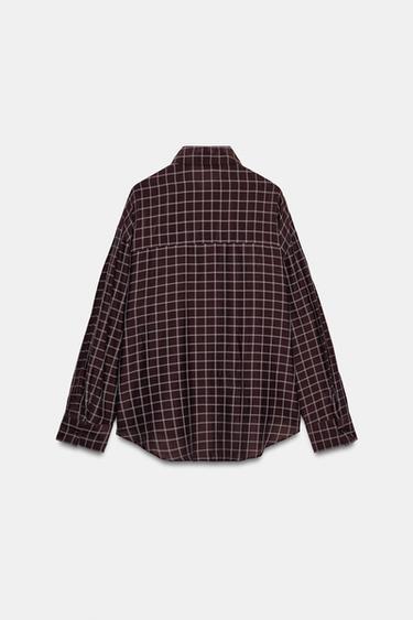 CAMISA OVERSIZE CUADROS - Marrón / Crudo de Zara