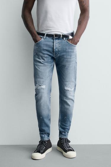 RIPPED SKINNY FIT JEANS - Light blue by Zara