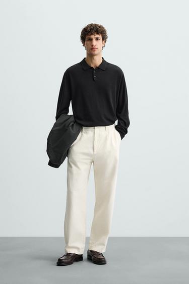 PANTALÓN RELAXED FIT PLIEGUES - Crudo de Zara - Imagen 0