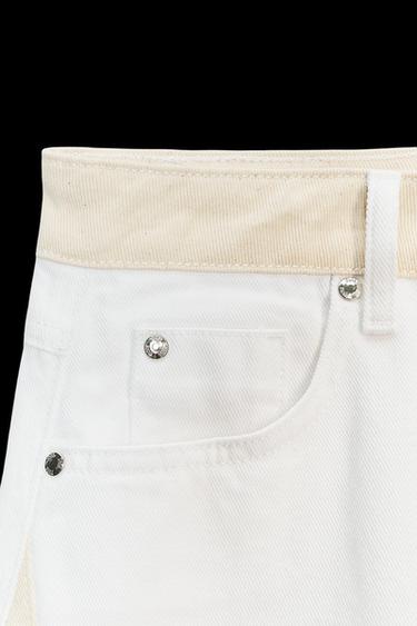 Zara Z1975 COLOR BLOCK DENIM JEANS - ecru-white