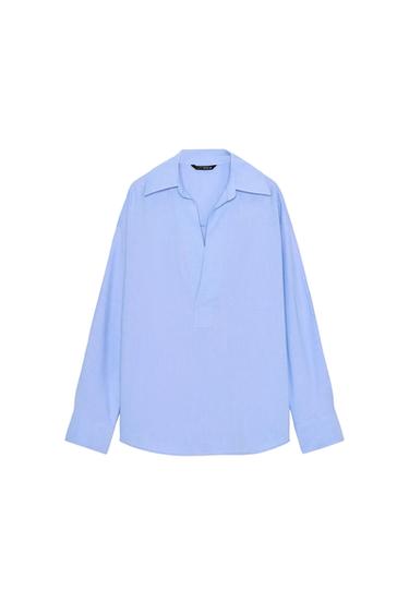 قميص OVERSIZE OXFORD - أزرق الخاص بـ Zara