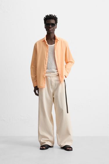 CAMISA VOILE SEMITRANSPARENTE - Mandarina de Zara - Imagen 0