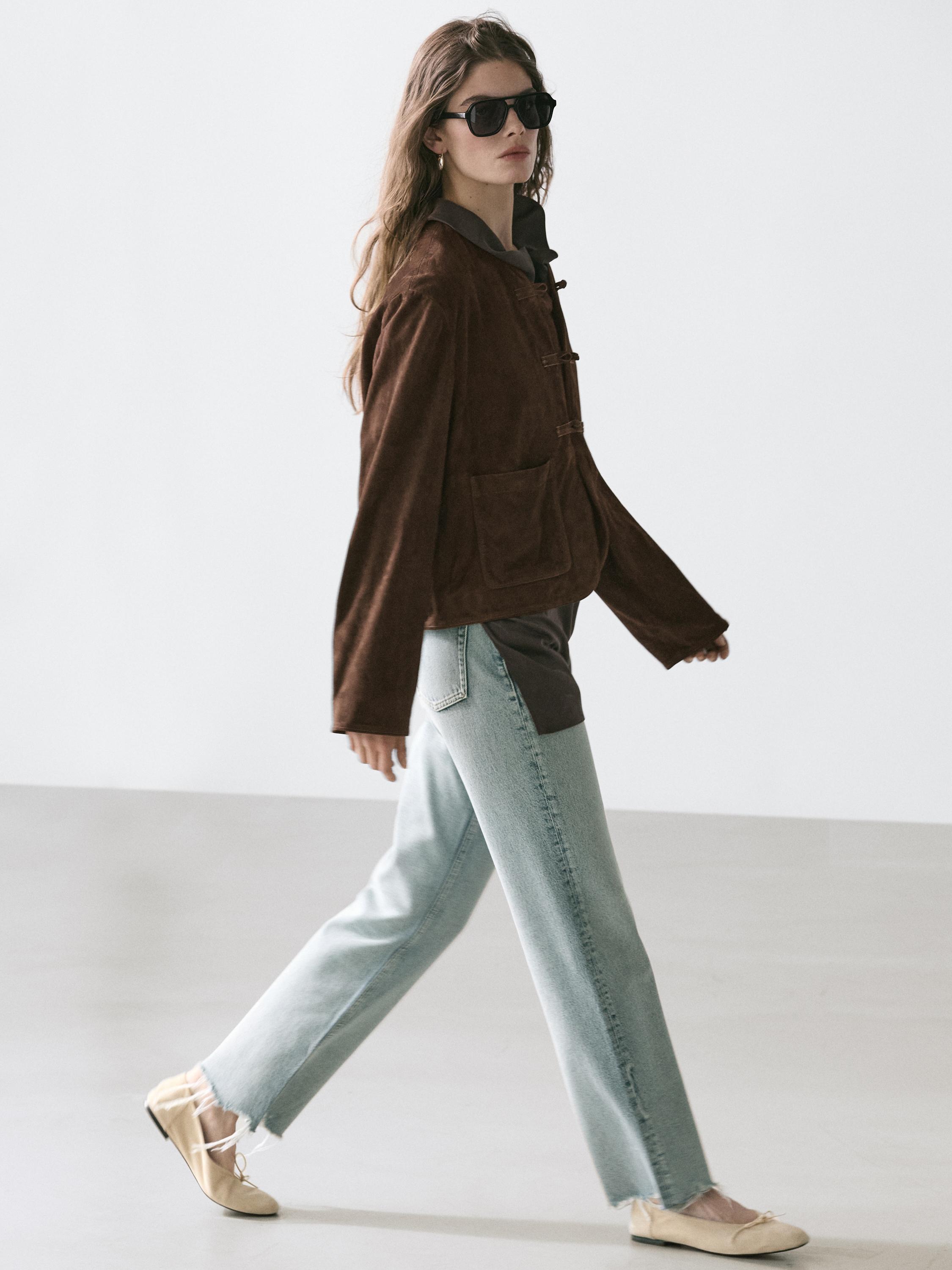 Short suede leather jacket