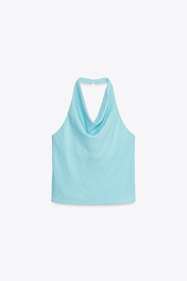 TOP FLUIDE HALTER - Turquoise de Zara - Image 4