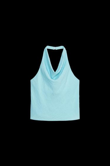 FLIESSENDES NECKHOLDER-TOP - Türkis von Zara
