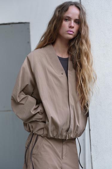 Zara BALLOON BOMBER JACKET - Dusty pink