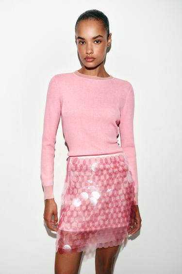 MINIROCK MIT PAILLETTEN - Rosa von Zara