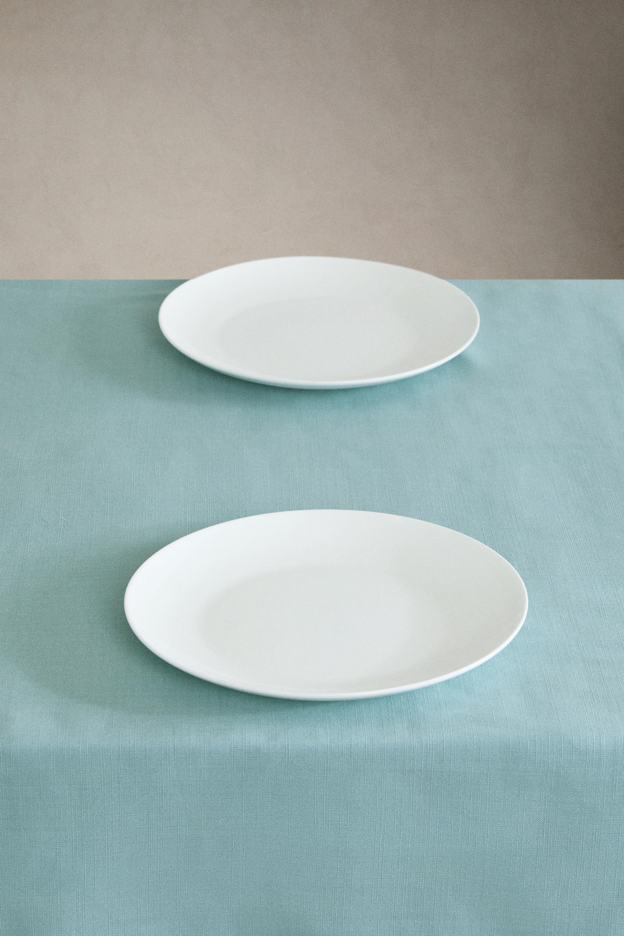 HEMSTITCHED COTTON TABLECLOTH — Bluish
