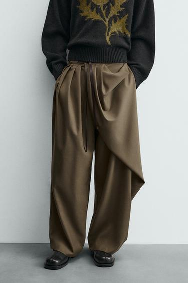 DRAPED WRAP TROUSERS - Caramel by Zara - Image 1