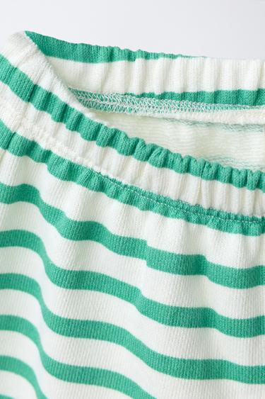 SHORT À RAYURES ET BRODERIE MANDARINE - Vert de Zara - Image 2