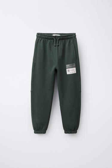 ENSEMBLE SWEAT À CAPUCHE ET PANTALON DE JOGGING ÉTIQUETTES - Vert émeraude de Zara - Image 3