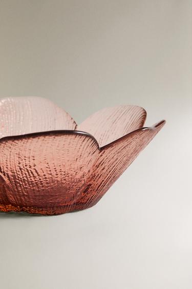 BOL VERRE RECYCLABLE RELIEF FLEUR - Rose de Zara - Image 3