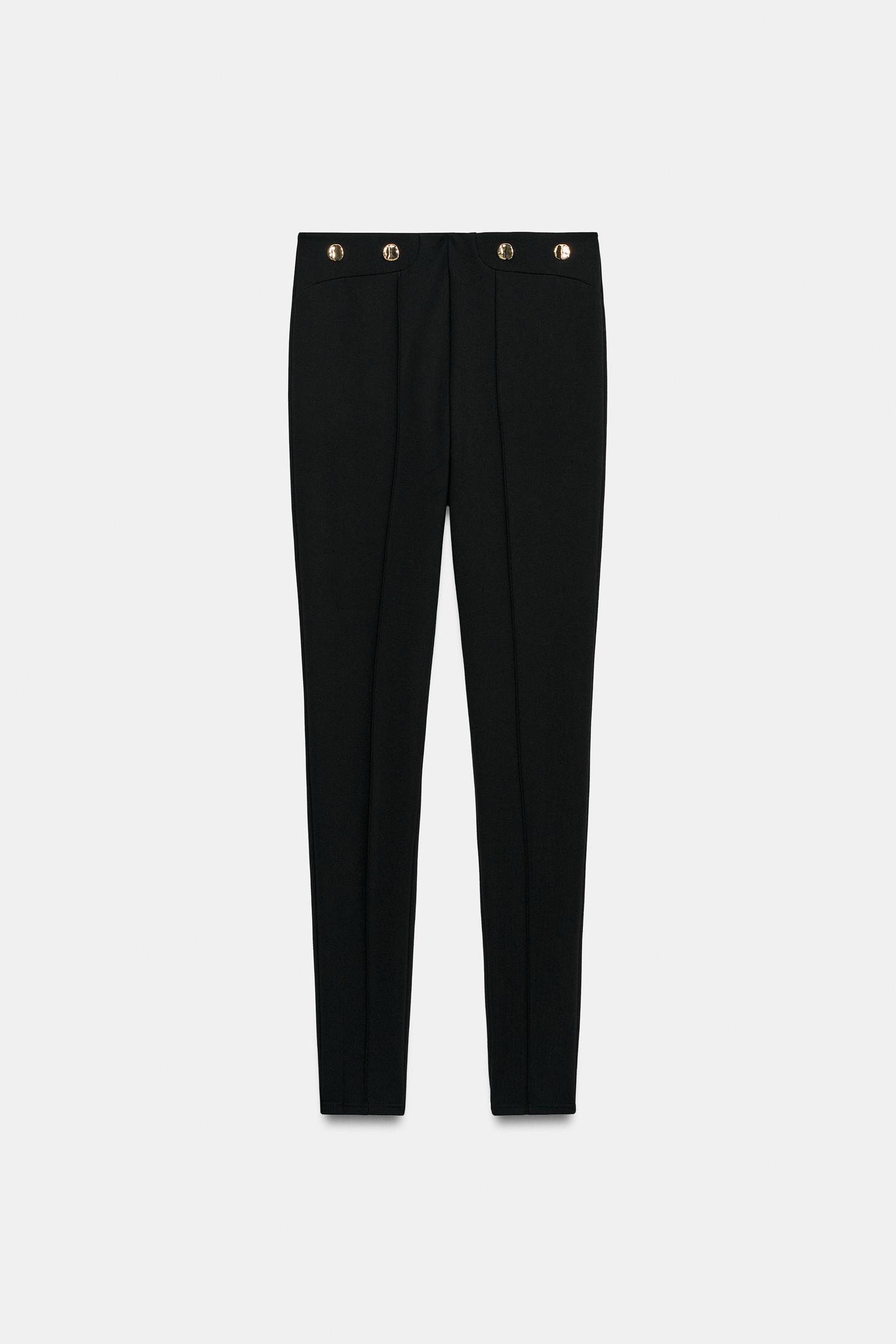Женские леггинсы Zara Button, цвет: Чёрный — фото 7