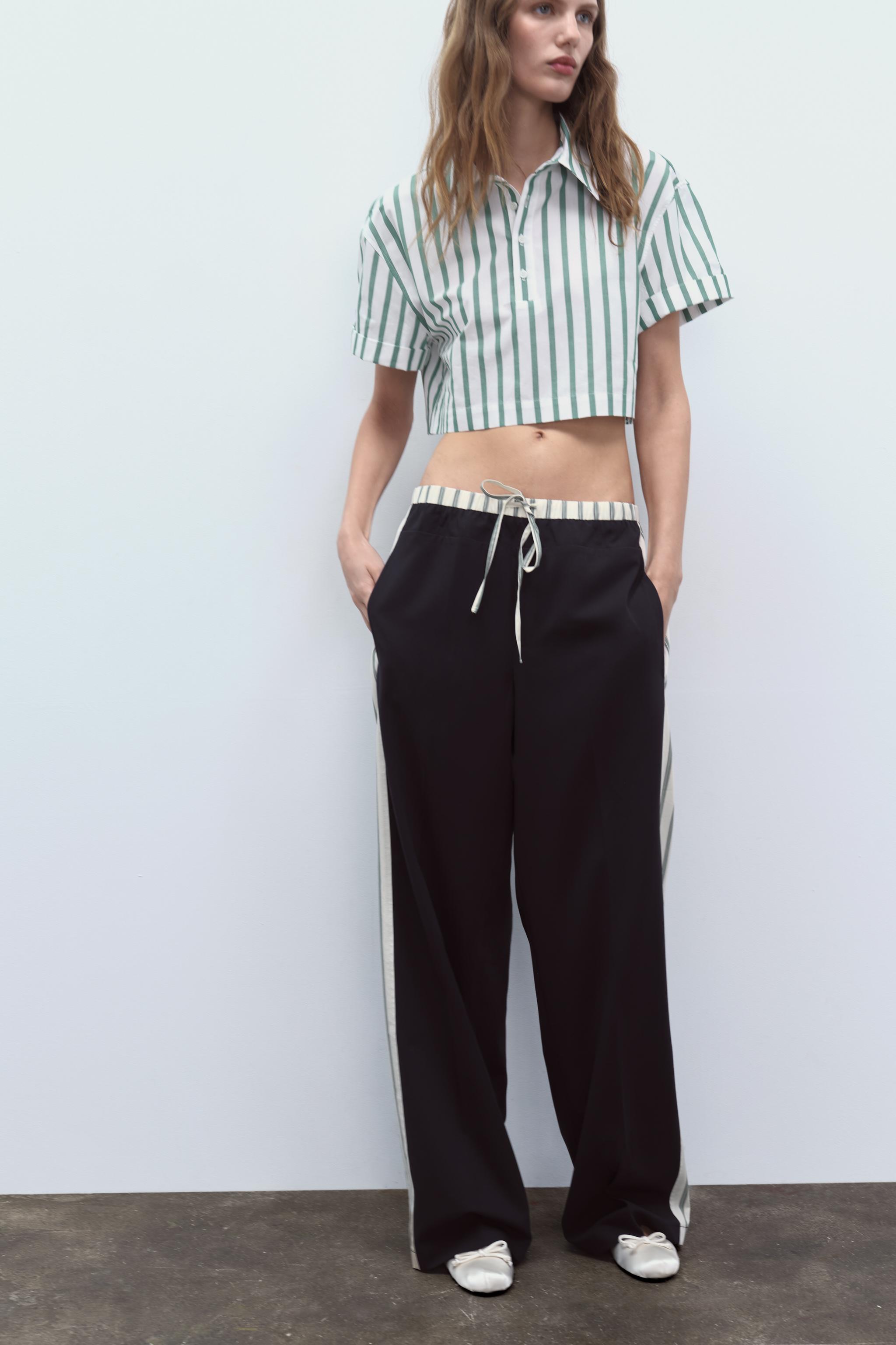 Zara TROUSERS WITH VERTICAL STRIPES
