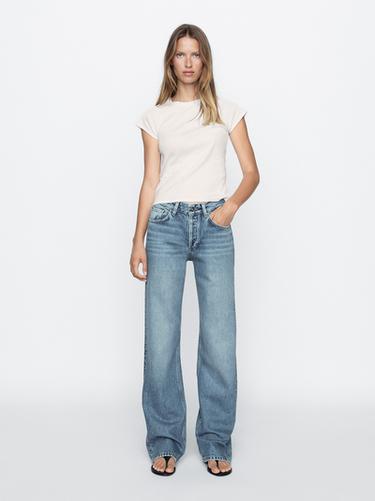 Zara Flared high-waist cotton jeans - Aquamarine
