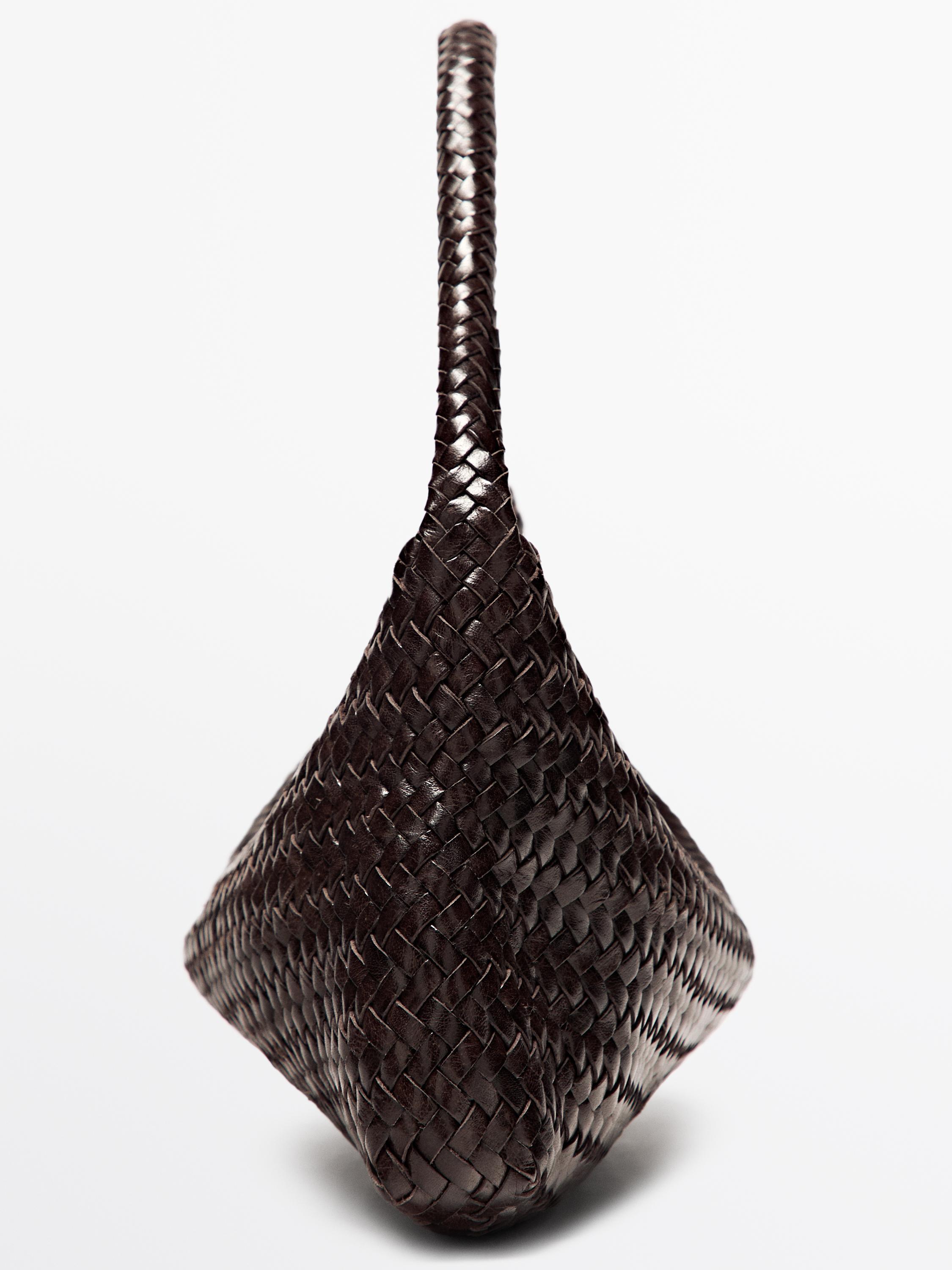 Nappa leather woven croissant bag