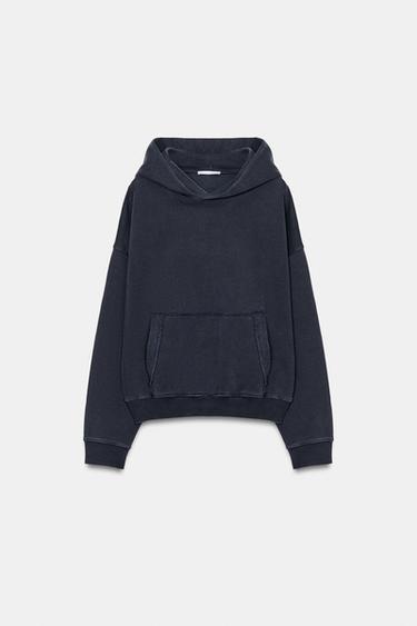 SWEAT À CAPUCHE EFFET DÉLAVÉ - Bleu de Zara - Image 6