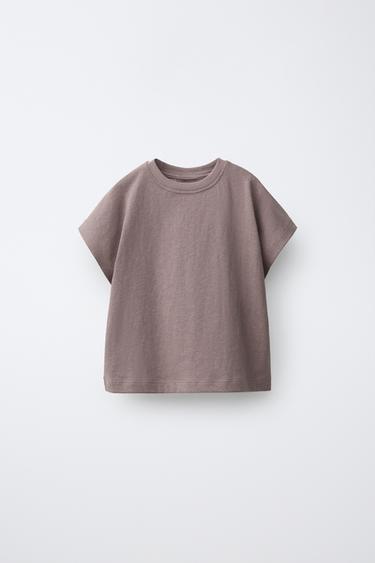 Zara PLAIN T-SHIRT - Brown / Taupe