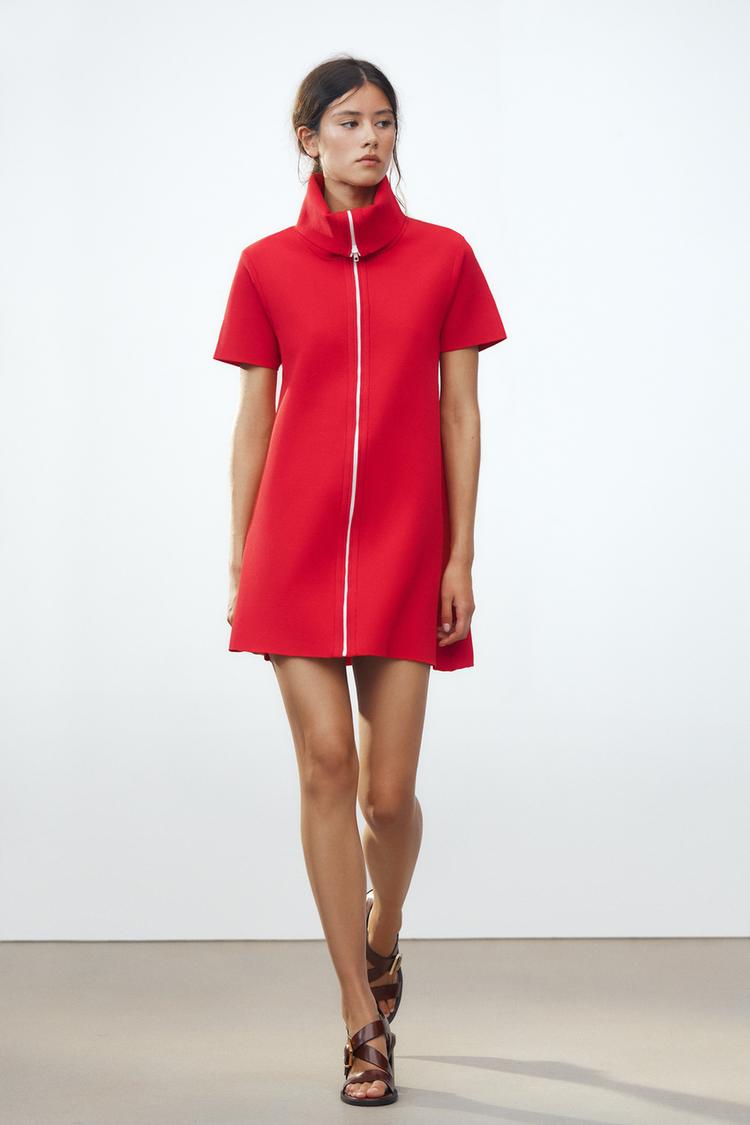 Cuello Alto Vestido Lana Blanco Zara Moda Vestido Camisero Manga