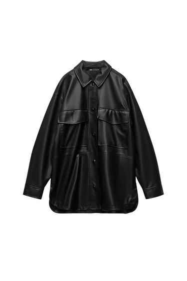 FAUX LEATHER OVERSHIRT